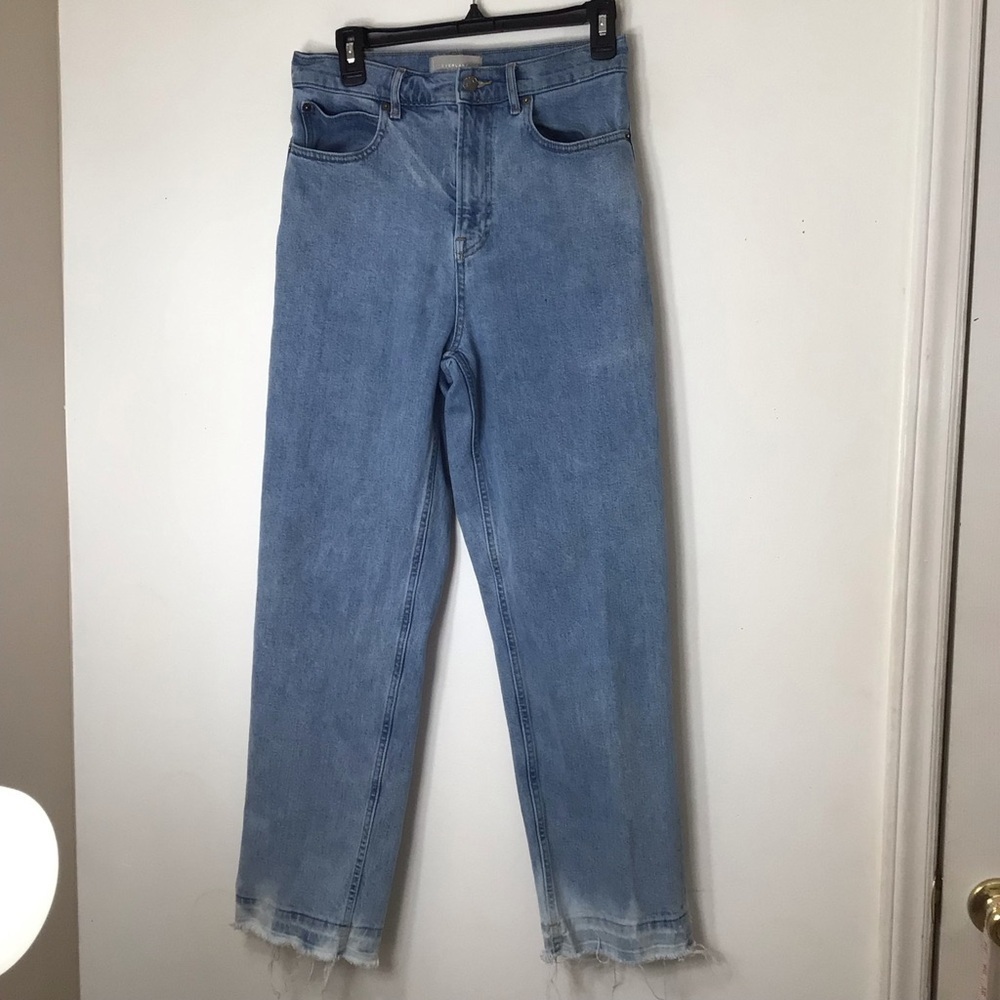 Everlane jeans women 28 the way high organic cotton stretch blue raw hem